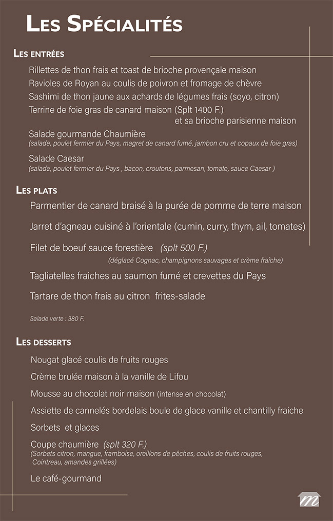 Photo du restaurant Chaumière (La) à noumea, Nouvelle-Calédonie