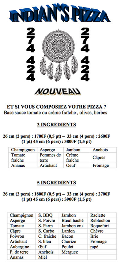 Photo du restaurant Indian’s Pizza à noumea, Nouvelle-Calédonie